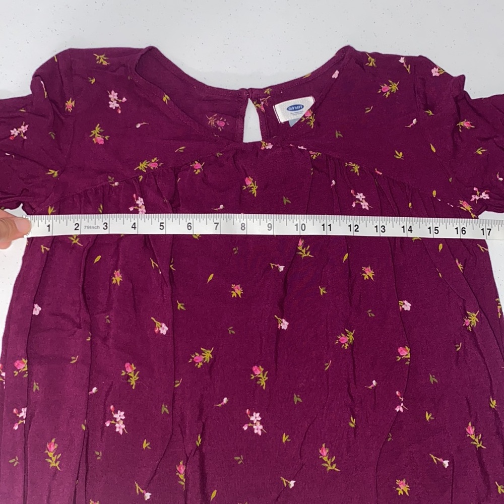 Old Navy Quarter Sleeve Maroon Floral Lightweight Dress Size XL (14) - Picture 7 of 9